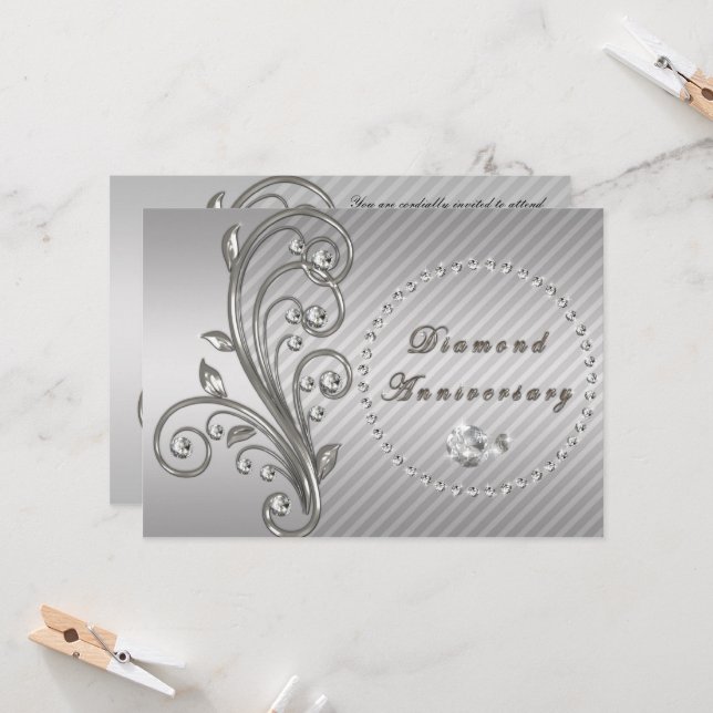 Invitación al aniversario de Diamond Boda (Anverso/Reverso In Situ)