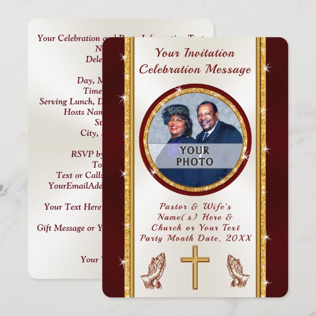 Invitación al aniversario de la Iglesia o cualquie (Anverso / Reverso)