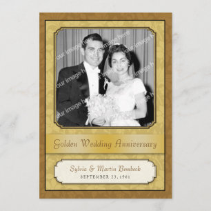 Invitación al aniversario de Leafy Golden Damask (