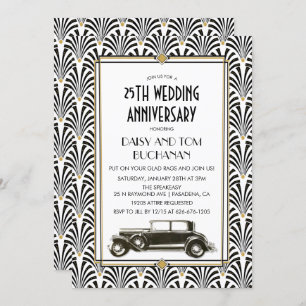 Invitación al aniversario del Art Deco Gatsby Boda