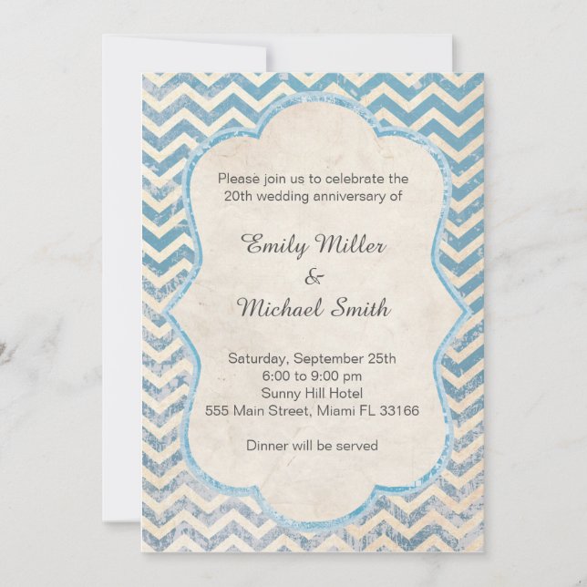 Invitación al aniversario del Boda azul de Chevon (Anverso)