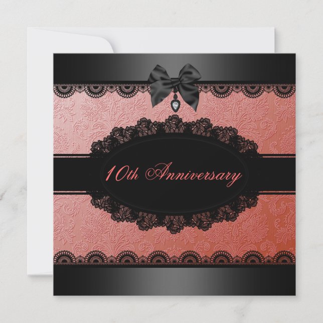 Invitación al aniversario del Boda Coral Damask &  (Anverso)