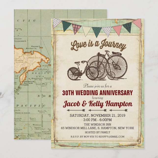 Invitación al aniversario del Boda de Bicicletas V (Anverso / Reverso)