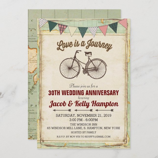 Invitación al aniversario del Boda de Bicicletas V (Anverso / Reverso)
