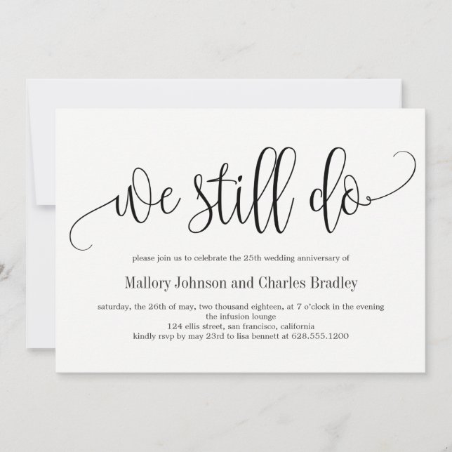 Invitación al Aniversario del Boda de la caligrafí (Anverso)