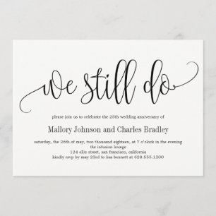 Invitación al Aniversario del Boda de la caligrafí