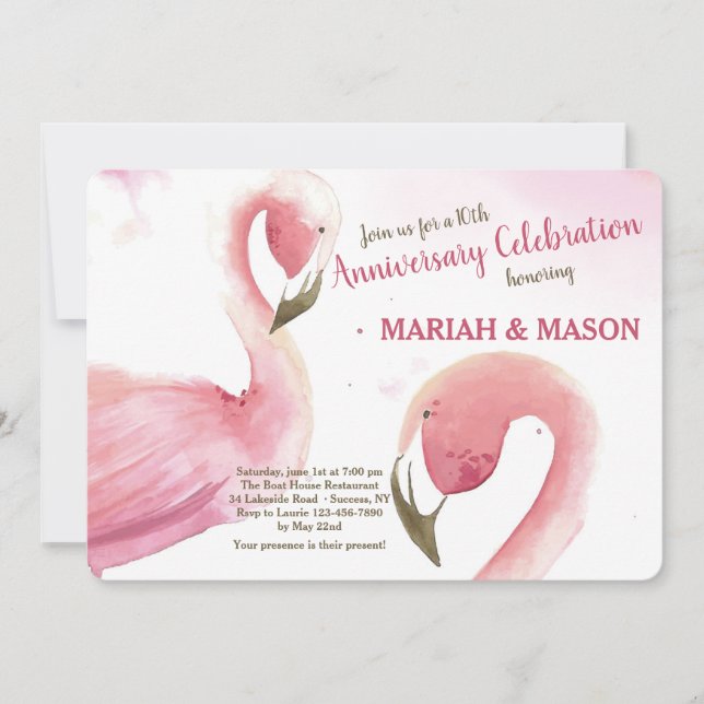 Invitación al Aniversario del Boda de los Flamingo (Anverso)