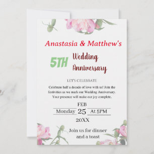 Invitación al aniversario del Boda floral