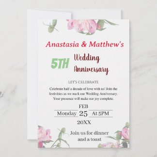 Invitación al aniversario del Boda floral