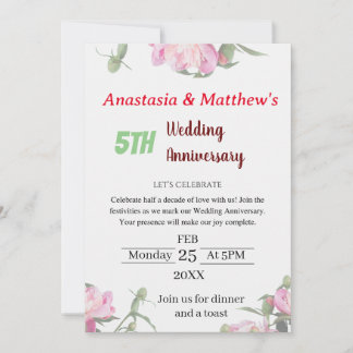 Invitación al aniversario del Boda floral