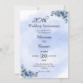 Invitación al Aniversario del Boda Floral Azul Clá