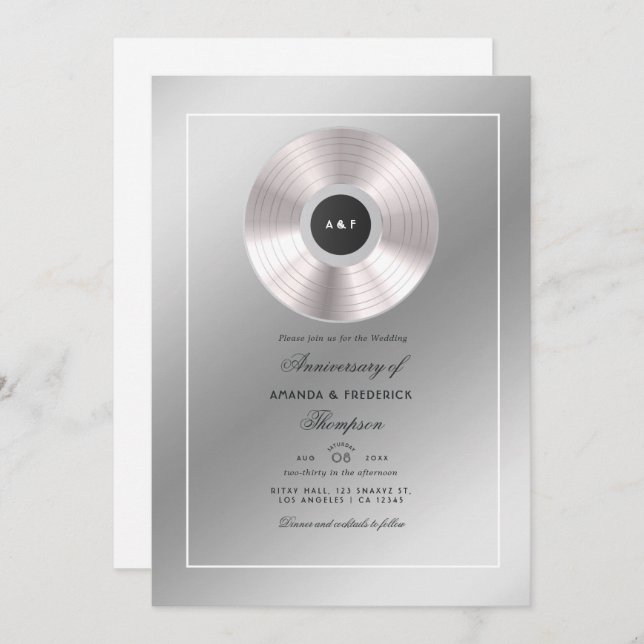 Invitación al aniversario del Boda Platinum (Anverso / Reverso)