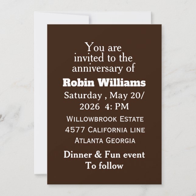 Invitación al aniversario del personalizable | Edi (Anverso)