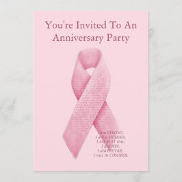 Invitación al aniversario sin cáncer de cinta rosa