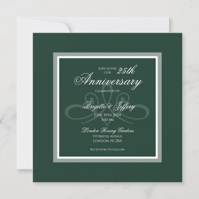 Invitación al aniversario verde esmeralda (Anverso)