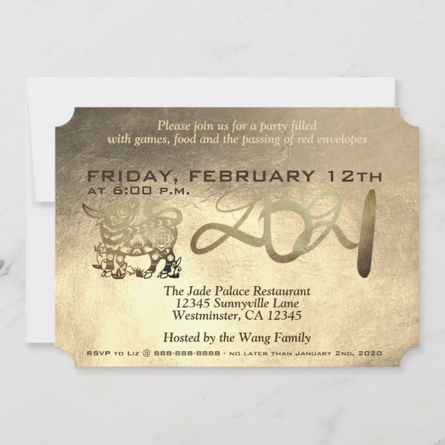 Invitación al Año Nuevo 2021 del Metalizado chino  (Anverso)