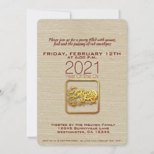 Invitación al Año Ox 2021 vietnamita con recorte d