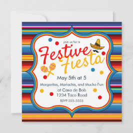 Invitación al Araña Rojo Azul Dorado Cinco de Mayo