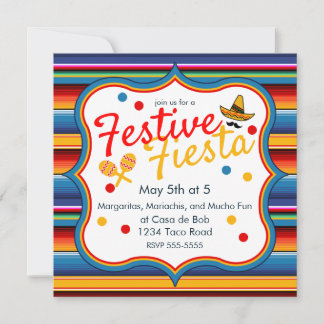 Invitación al Araña Rojo Azul Dorado Cinco de Mayo