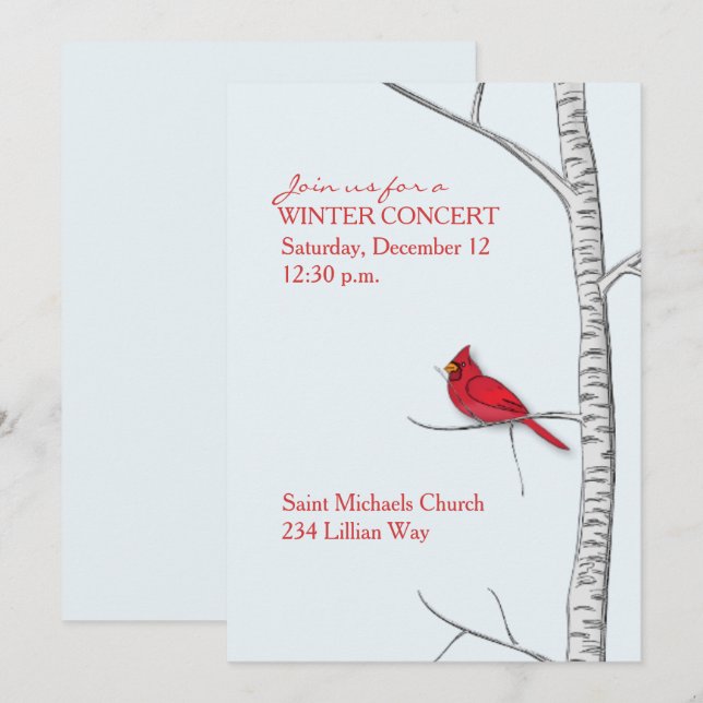 Invitación al árbol de birch de invierno (Anverso / Reverso)