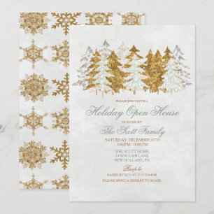 Invitación al árbol de copo de nieve de la casa ab
