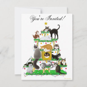 Invitación al árbol de gatos de navidades