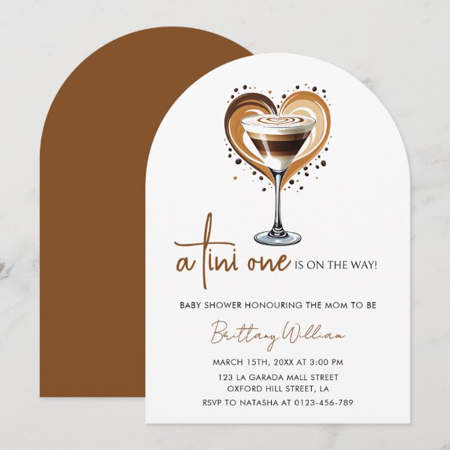 Invitación al Arco Baby Shower de Tini One Martini (Anverso / Reverso)