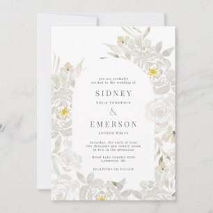 Invitación al arco Boda Peony de color blanco