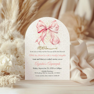 Invitación al arco de Bow rosado Aqeeqah
