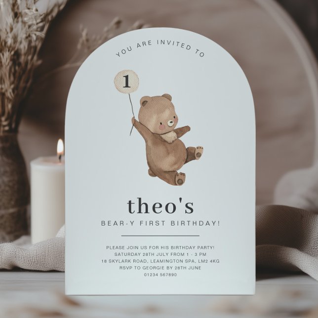 Invitación al Arco de Primer Cumpleaños del Oso (Subido por el creador)