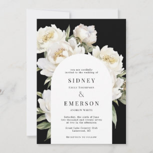 Invitación al arco del Boda negro floral White Peo