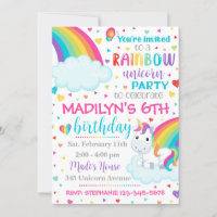 Invitación al arco iris de Unicornio | Cumpleaños