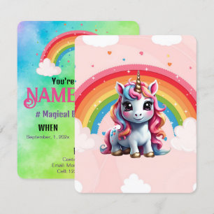 Invitación al arcoiris de cumpleaños de Unicornio,