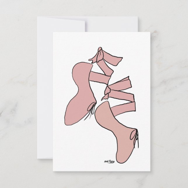 Invitación al arte de los zapatos de ballet rosa (Anverso)