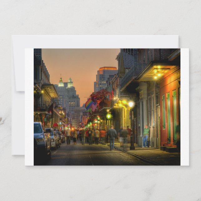 Invitación al atardecer de Bourbon Street (Anverso)