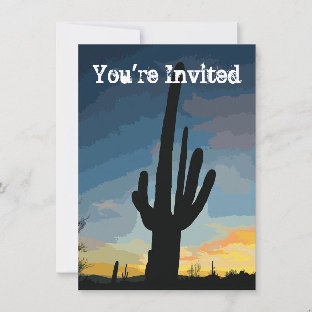 Invitación al atardecer del Cactus del suroeste de (Anverso)
