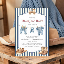 Invitación al Baby Shower Blue Jean Baby