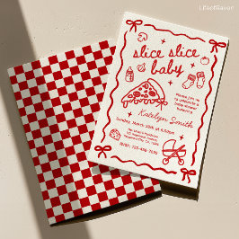 Invitación al Baby Shower con tema de Pizza Italia