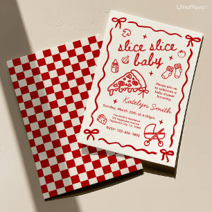 Invitación al Baby Shower con tema de Pizza Italia