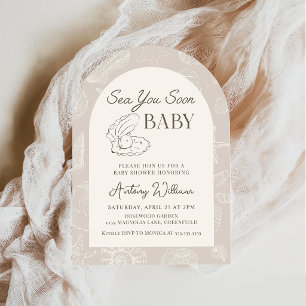 Invitación al baby shower costero Sea You Soon