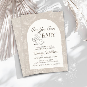 Invitación al baby shower costero Sea You Soon