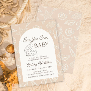 Invitación al baby shower costero Sea You Soon