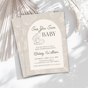 Invitación al baby shower costero Sea You Soon