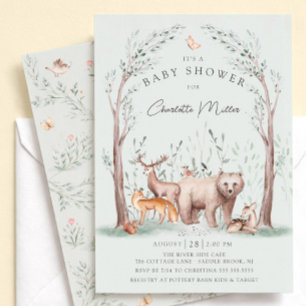 Invitación al Baby Shower de Animales del Bosque