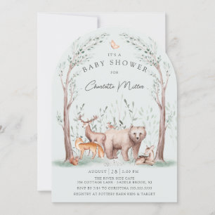Invitación al Baby Shower de Animales del Bosque