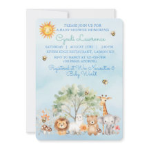 Invitación al Baby Shower de Animales del Zoológic