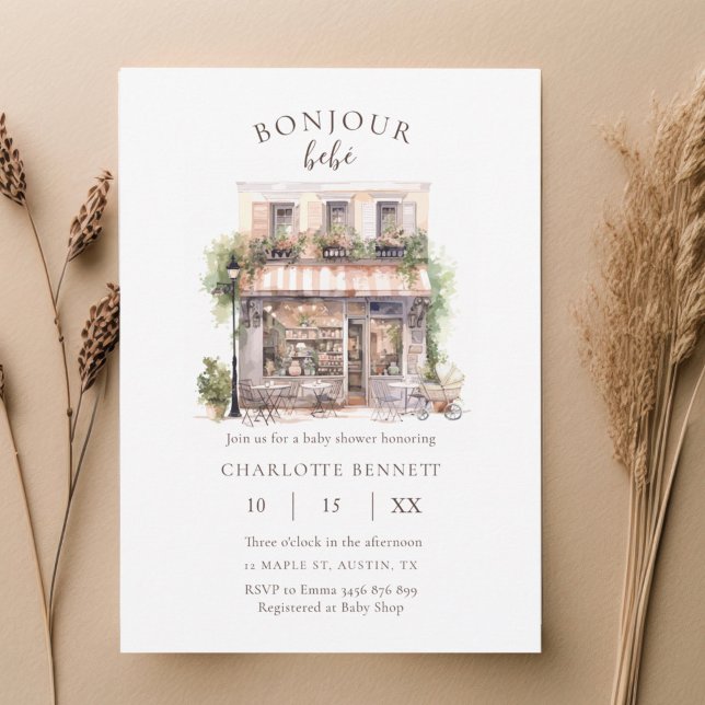 Invitación al baby shower de Bonjour Bébé French C (Subido por el creador)