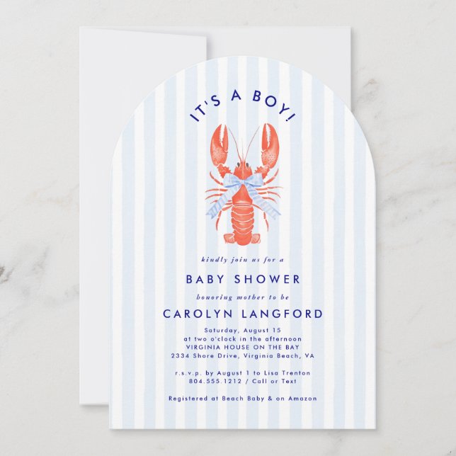 Invitación al Baby Shower de Coastal Cutie (Anverso)
