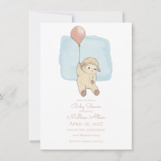 Invitación al baby shower de Corderito Flotante