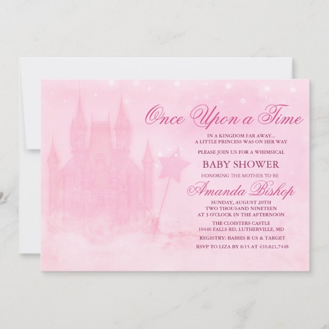 Invitación al baby shower de cuento de hadas Érase (Anverso)